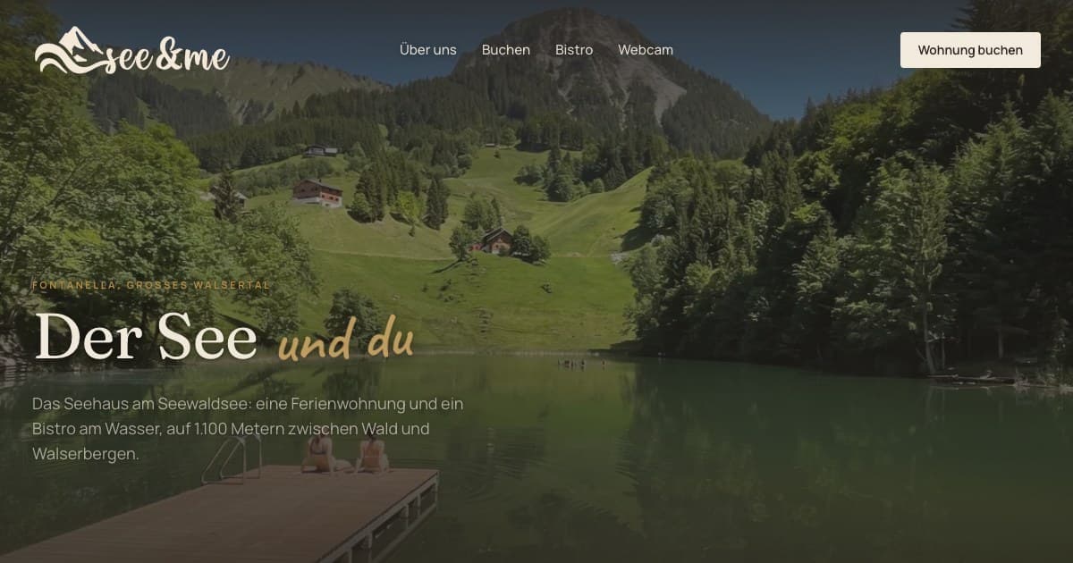 Startseite von seeundme.at mit dem Seewaldsee und dem Steg